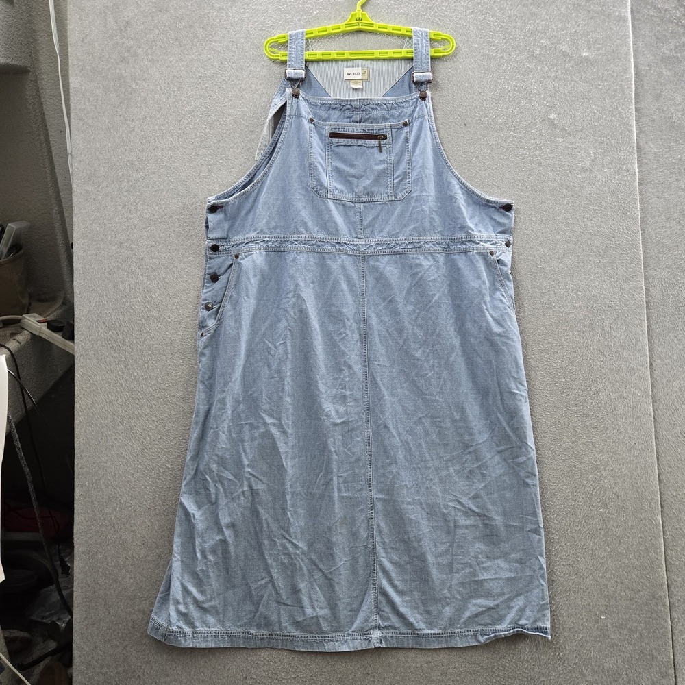 VINTAGE Eddie Bauer Women Dress 4X Blue Denim Overall Dress Button Sleeveless 90